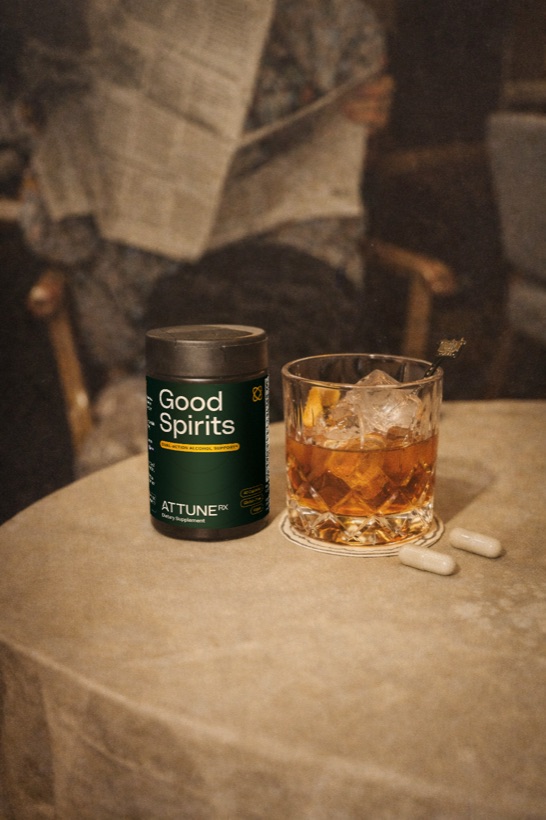 Good Spirits beside a whiskey glass